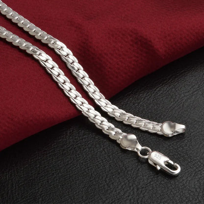 Collier en argent Sterling 925 pour hommes et femmes, chaîne latérale de 5mm, 16/18/20/22/24 pouces, bijoux de fiançailles et de mariage à la mode
