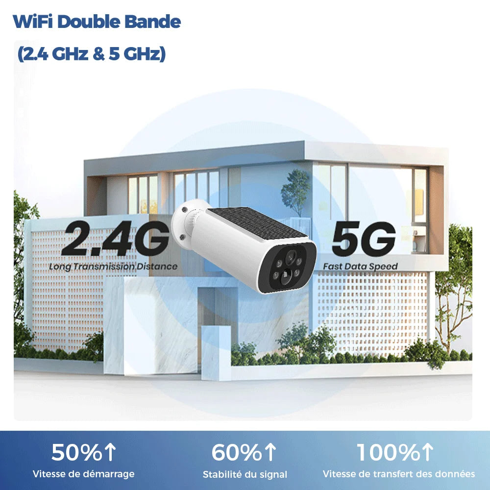 ALEVIO 2.5K caméra solaire extérieure caméra sans fil WIFI Ultra veille temps PIR lumière de mouvement couleur Vision nocturne AI détecter batterie Cam
