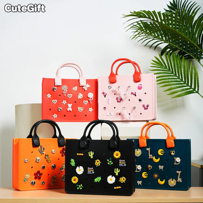 EVA grand sac à bandoulière en cuir sac à main fourre-tout sac de rangement pour femmes décontracté sac de plage étanche trou ajustement charme sac de rangement de mode
