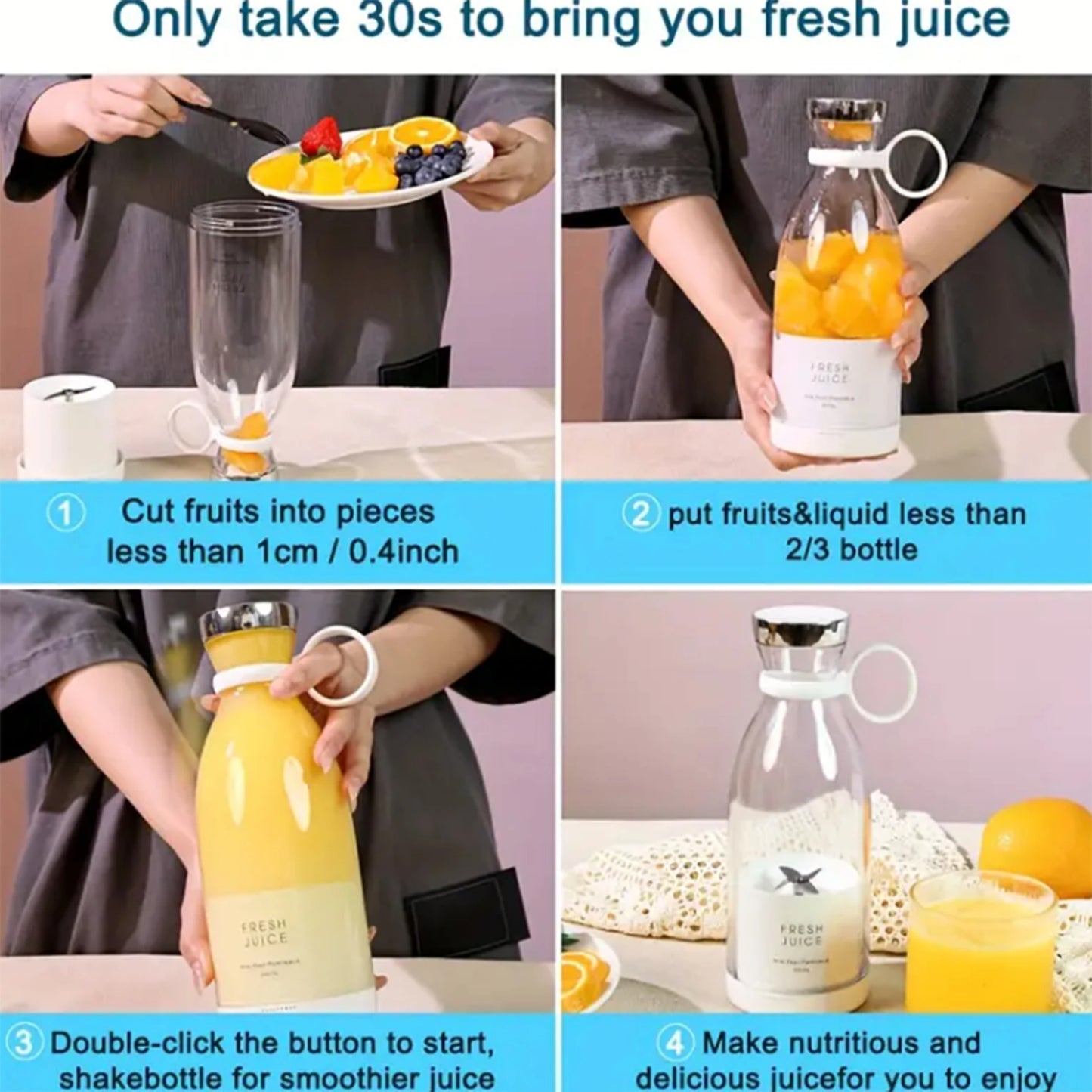 Mélangeur portable, presse-agrumes, concassage rapide de glace, jus lisse, mélangeur de fruits, machine à boissons