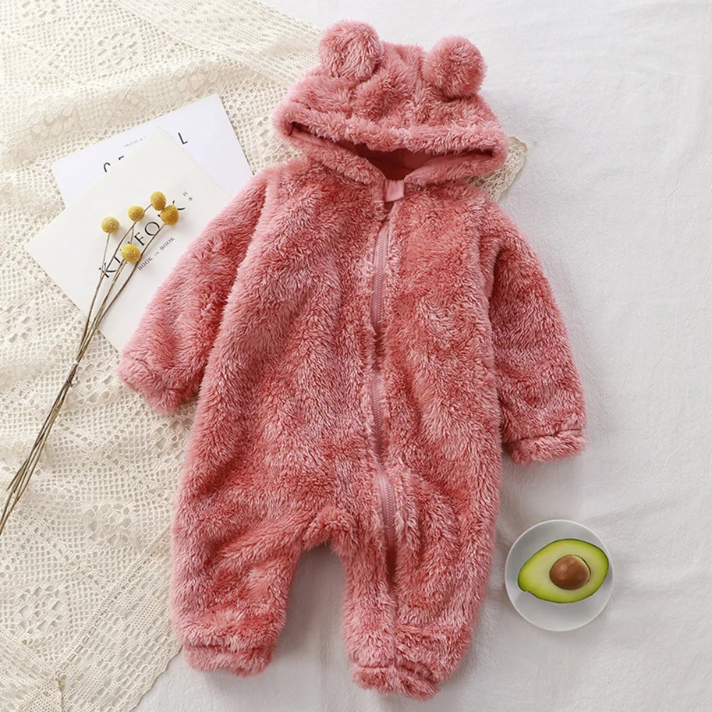 Vêtements d'hiver pour bébé de 0 à 24 mois, barboteuse en coton, ours de dessin animé mignon, Costume d'animal pour bébé garçon et fille, combinaison à fermeture éclair