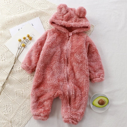 Vêtements d'hiver pour bébé de 0 à 24 mois, barboteuse en coton, ours de dessin animé mignon, Costume d'animal pour bébé garçon et fille, combinaison à fermeture éclair