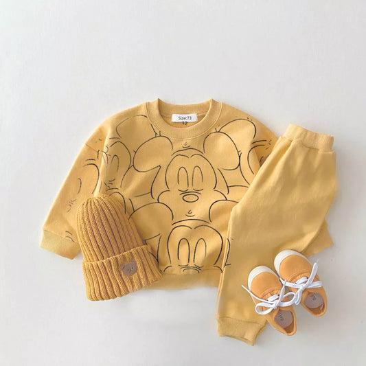 Survêtement de dessin animé pour bébé garçon et fille, ensemble t-shirt et objectifs College, décontracté et résistant, vêtements de créateurs, nouveau, été