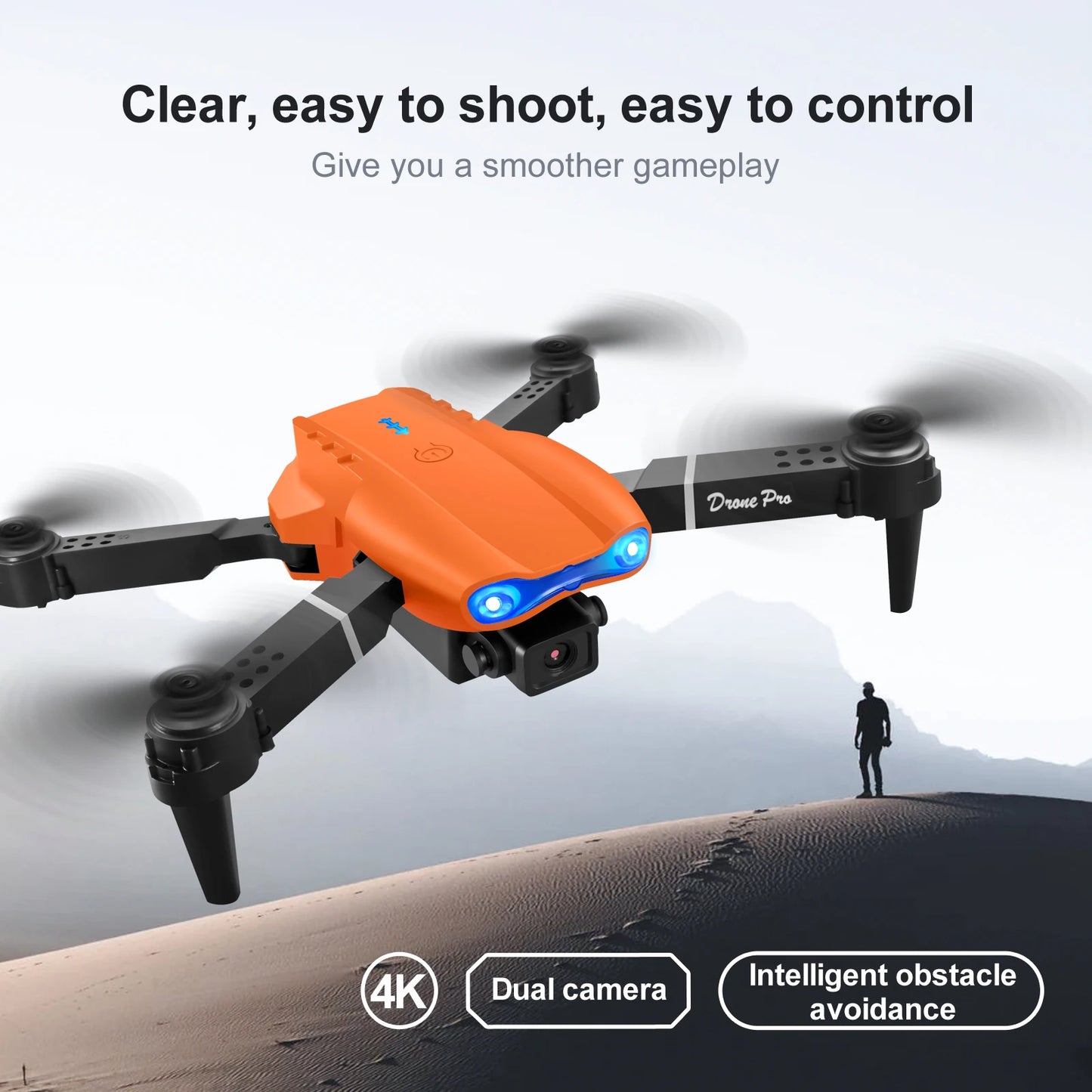 Drone professionnel E99 Pro avec caméra 4K, photographie aérienne, caméra HD pour touristes, évitement d'obstacles à trois côtés, quadrirotor
