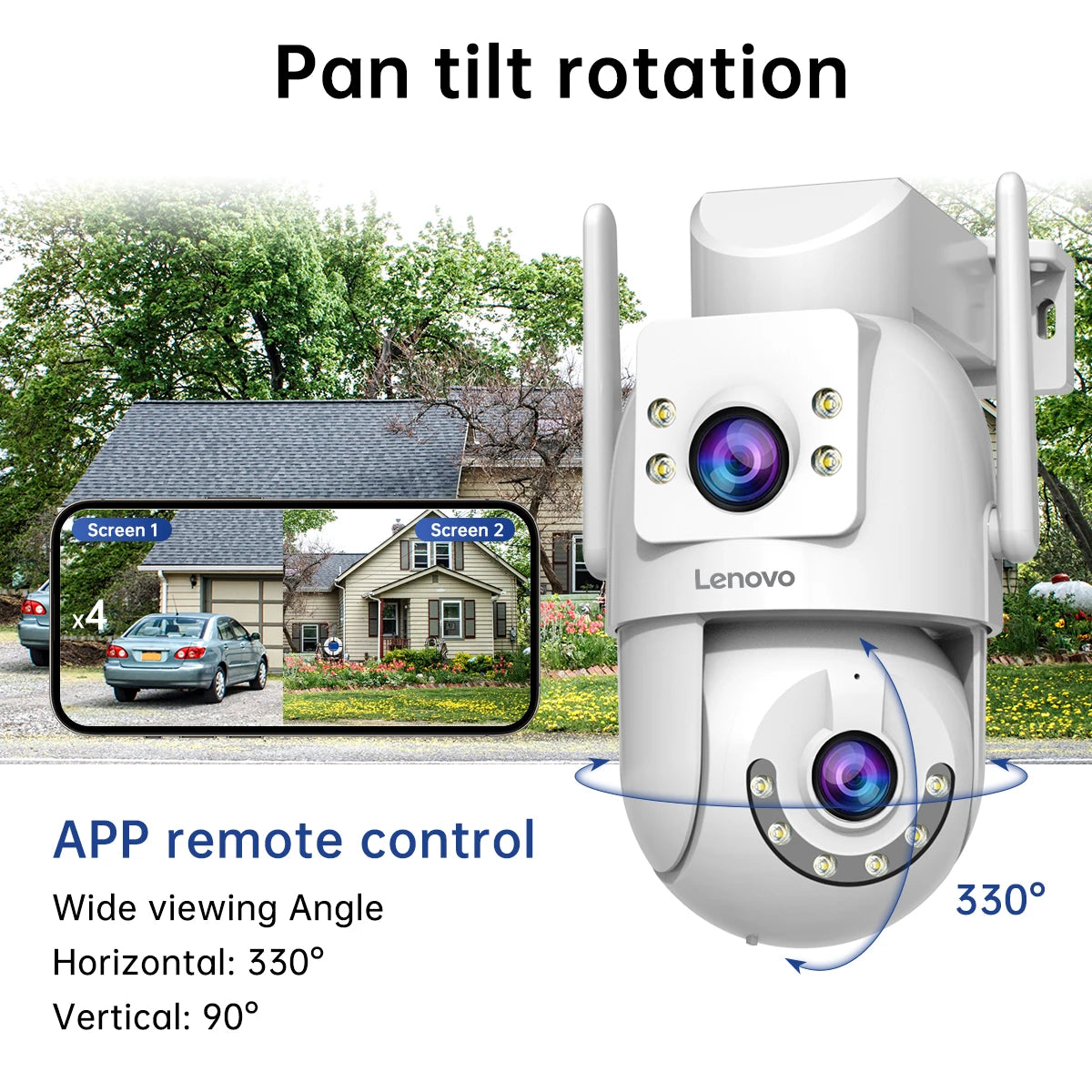 Lenovo 4K WiFi caméra de Surveillance 5G Wifi extérieur double objectif PTZ caméras IP suivi automatique Audio vidéo ONVIF sécurité CCTV caméra