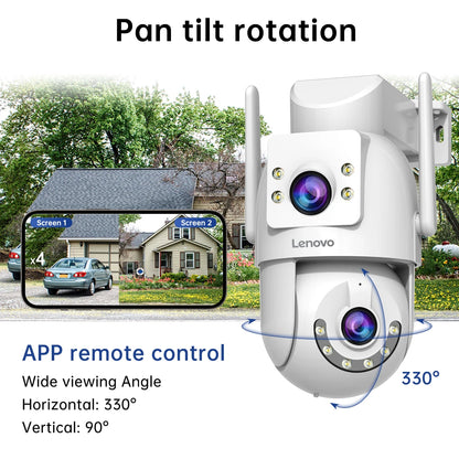 Lenovo 4K WiFi caméra de Surveillance 5G Wifi extérieur double objectif PTZ caméras IP suivi automatique Audio vidéo ONVIF sécurité CCTV caméra