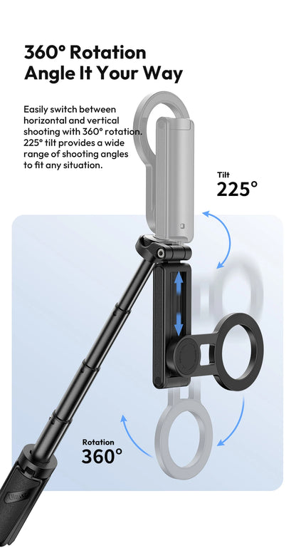 Ulanzi JJ03 trépied de téléphone magnétique sans fil poignée de téléphone Selfie bâton trépied de bureau pour iPhone 16 15 14 13 Pro Pro Max