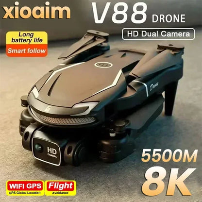 Pour Xiaomi V88 Drone 8K 5G GPS professionnel HD photographie aérienne télécommande avion HD double caméra quadrirotor jouet UAV