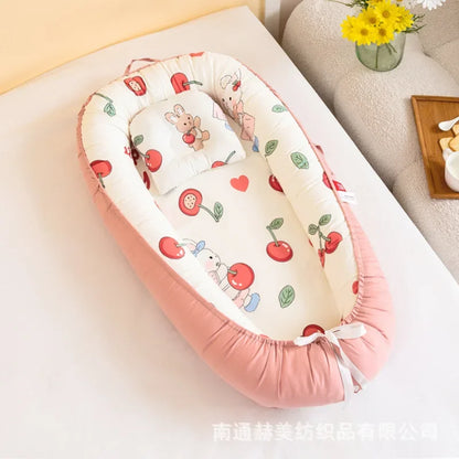 Lit de voyage pour bébé en bas âge, berceau en coton pour nouveau-né, berceau pare-chocs, nouveau lit nid de bébé 85x50cm avec oreiller, berceau Portable