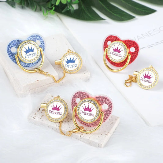 Couronne nouveau-né attache-sucette chaîne bébé factice Silicone sans BPA enfant en bas âge anneau de dentition infantile sucette mamelon bébé douche cadeau