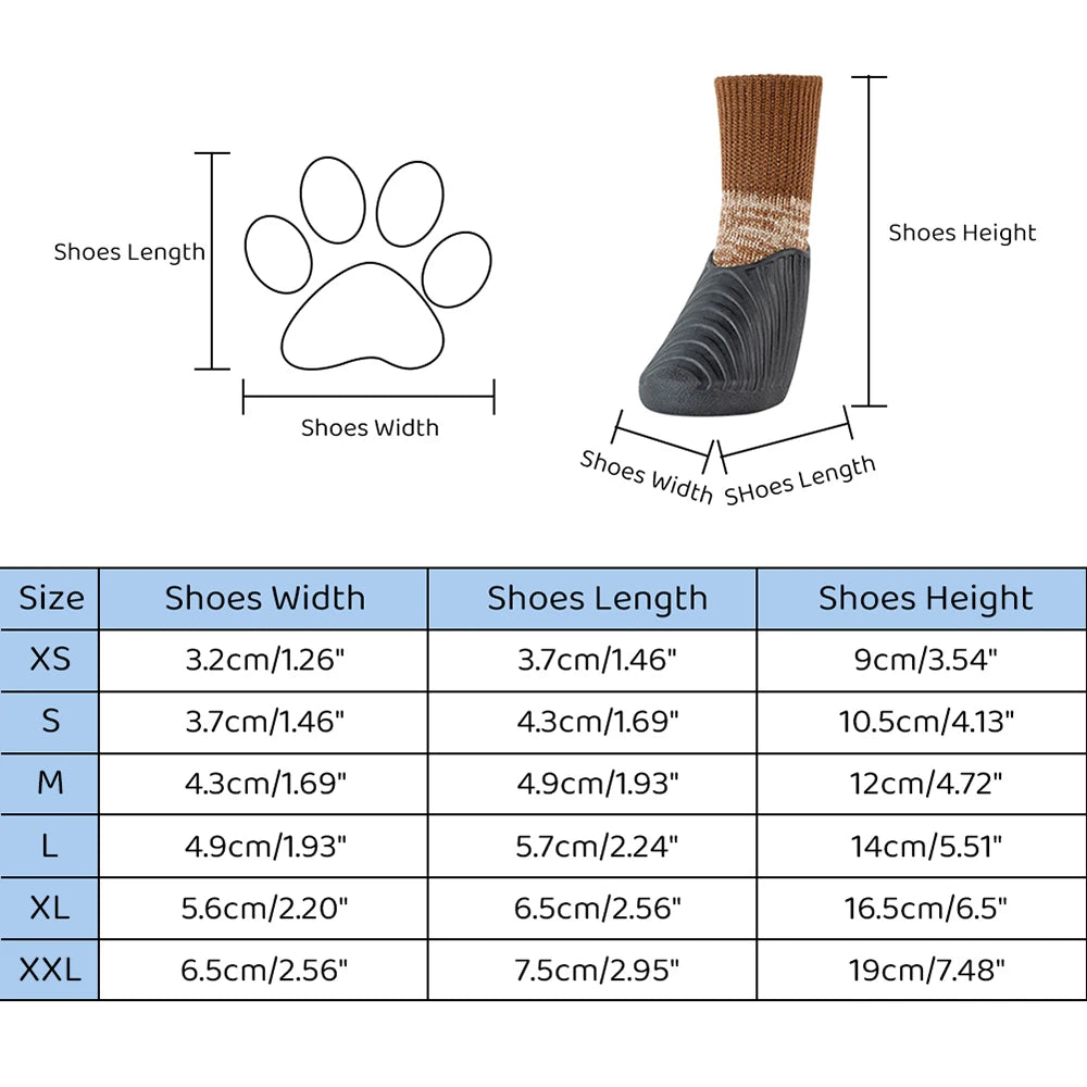 Lot de 4 bottines d'extérieur imperméables pour chien et chat,chaussures anti-tâches et antidérapantes en caoutchouc avec chaussettes, protégeant les coussinets, pour petit et grand chien