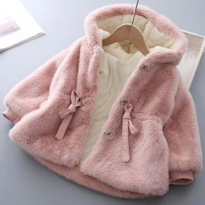 Manteau d'hiver pour filles, Super chaud, fourrure de vison, rembourré, épais, manches longues, manteaux à capuche, veste pour bébés enfants, vêtements d'extérieur en peluche