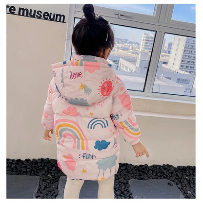 Nouvelles filles garçons doudoune manteaux d'hiver enfants vêtements à capuche coupe-vent manteau pour enfants 2-7 ans coton vêtements d'extérieur chauds