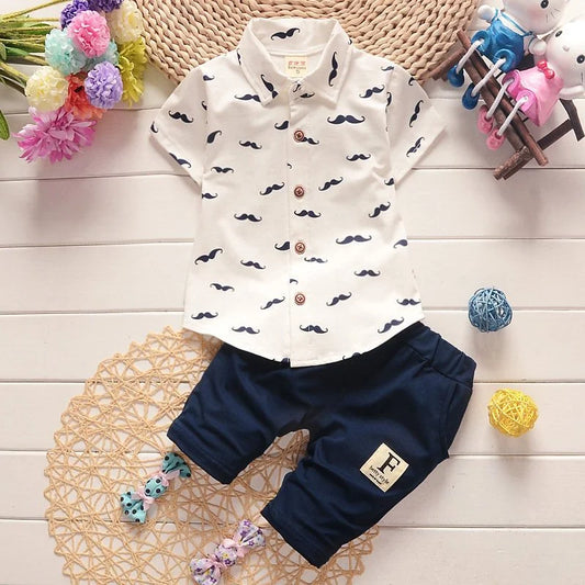 Costume d'été pour garçon, chemise imprimée à manches courtes + Short, en coton, vêtements mignons pour bébé, nouvelle collection