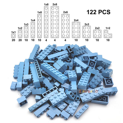 122 pièces figurines épaisses briques 12 tailles bricolage blocs de construction éducatif taille créative Compatible avec 3001 jouets en plastique pour les enfants