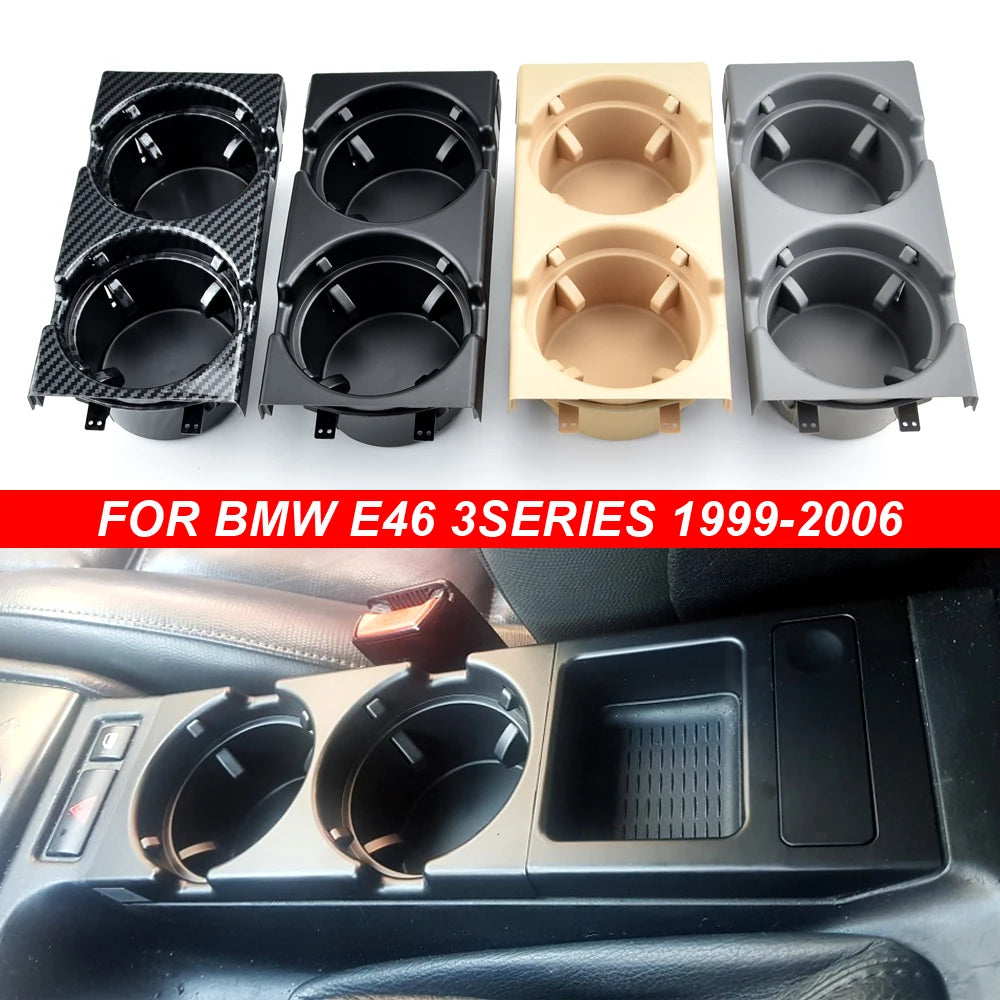 Nouveau Double trou style de voiture Console centrale avant boîte de rangement pièce de monnaie + porte-gobelet pour BMW E46 série 1999-2006 51168217953