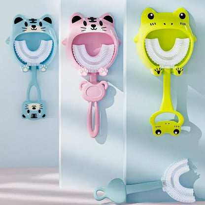 Brosse à dents en Silicone souple pour bébé de 2 à 12 ans, brosse de nettoyage des dents en forme de U à 360 degrés pour enfants de 2 à 12 ans
