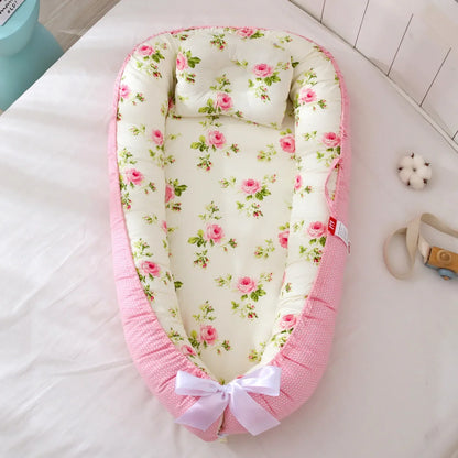 Lit de voyage pour bébé en bas âge, berceau en coton pour nouveau-né, berceau pare-chocs, nouveau lit nid de bébé 85x50cm avec oreiller, berceau Portable