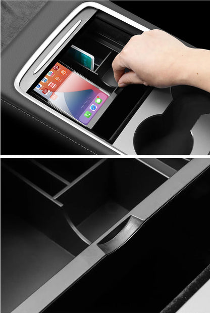 Accoudoir central caché, boîte de rangement, support de verre, organisateur de Console, accessoires pour Tesla modèle 3 Highland 2025 modèle Y 2021 – 2025