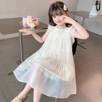 Robe de princesse brodée pour filles, vêtements pour enfants, style de mode simple, nickel é, nouveau, été 2024