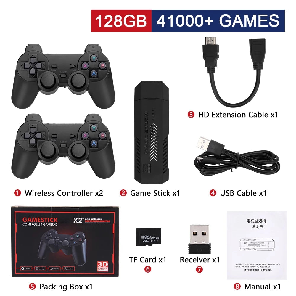 Console de jeu vidéo GD10 Plus, 256 Go, 58,000 jeux, 4K, HD, 2.4G, double manette sans fil, clé de jeu pour N64, PSP, PS1, GBA