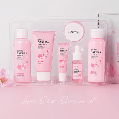 LAIKOU Sakura ensembles de soins de la peau nettoyant pour le visage crèmes pour les yeux crème pour le visage sérum Lotion Toner éclaircissant hydratant Kit de soins du visage