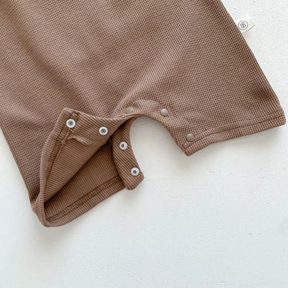 Combinaison d'été pour bébés filles et garçons, manches courtes, Patch gaufré, ours, nouveau-né, barboteuse en coton, chapeau cadeau avec oreille, nouvelle collection