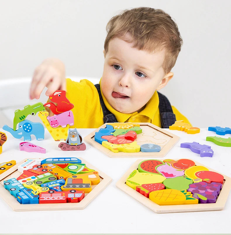 Jouet pour bébé Puzzle en bois Puzzle 3D créatif pour le développement de l'intelligence des enfants Ealy jouet éducatif pour les enfants