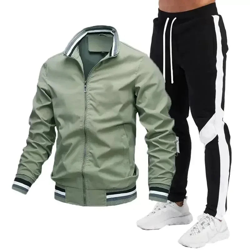 Survêtement pour hommes, jogging décontracté, vêtements de sport, vestes et pantalons, ensembles de 2 pièces, col montant, combinaison de sport, Jogging, Fitness