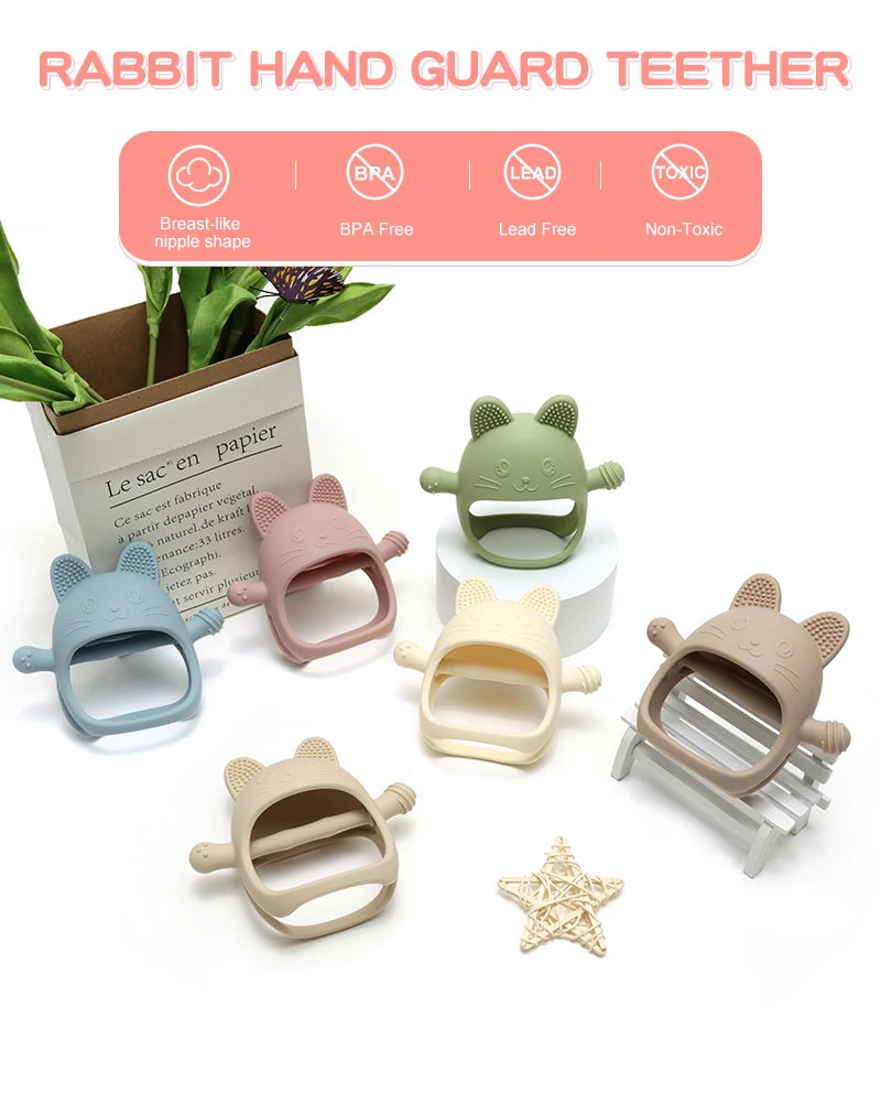 Gants de dentition en Silicone pour bébé, 1 pièce, jouet sans BPA, mignon en forme d'animal, jouets molaires de dentition pour nourrissons, soins dentaires, articles pour nouveau-nés