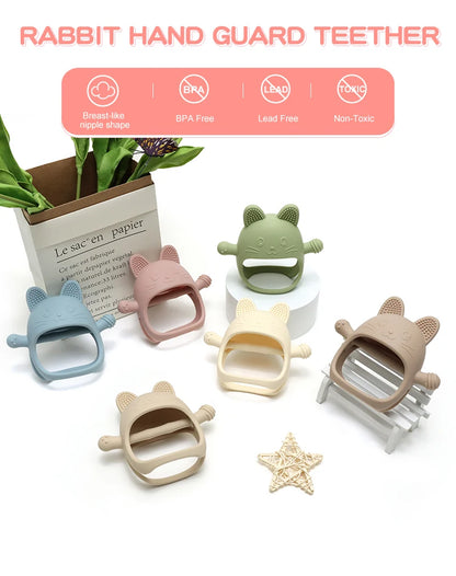 Gants de dentition en Silicone pour bébé, 1 pièce, jouet sans BPA, mignon en forme d'animal, jouets molaires de dentition pour nourrissons, soins dentaires, articles pour nouveau-nés