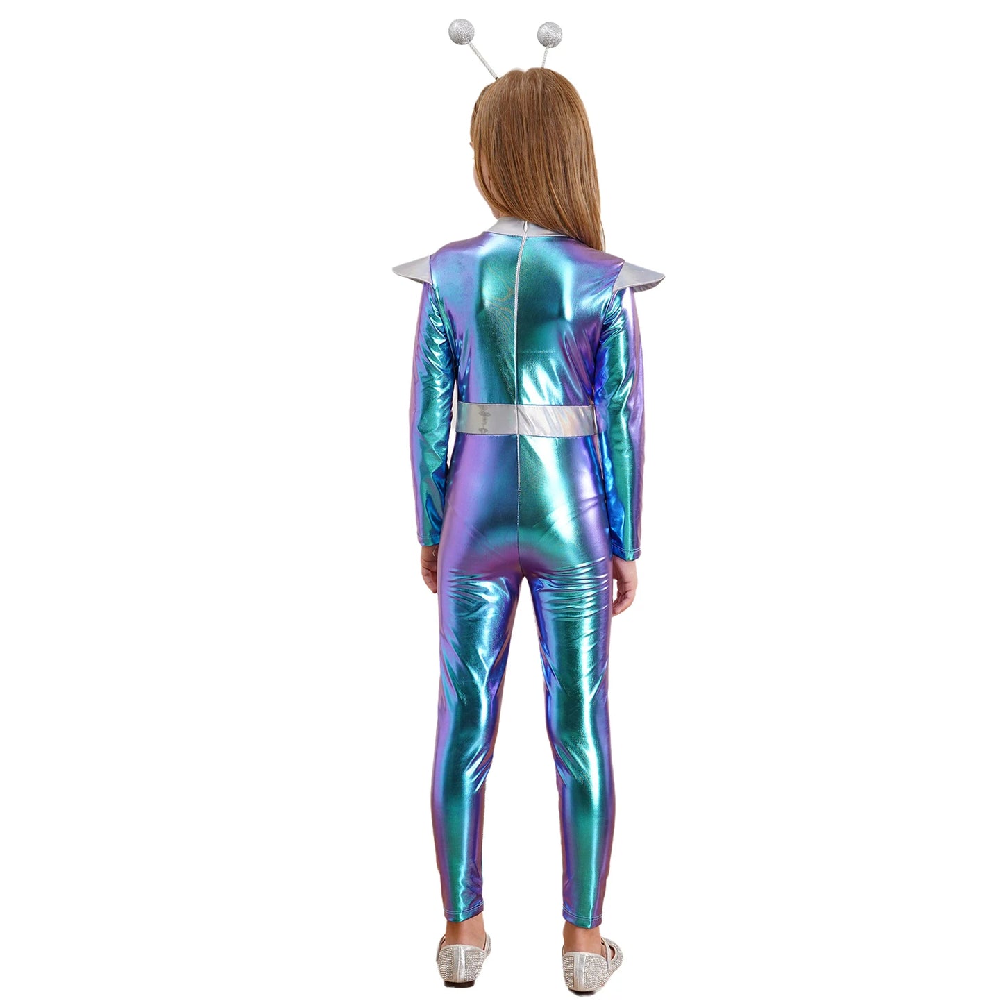 Costume de Cosplay Alien pour filles et garçons, combinaison d'astronaute à manches longues avec cerceau pour cheveux, pour fête de carnaval d'halloween