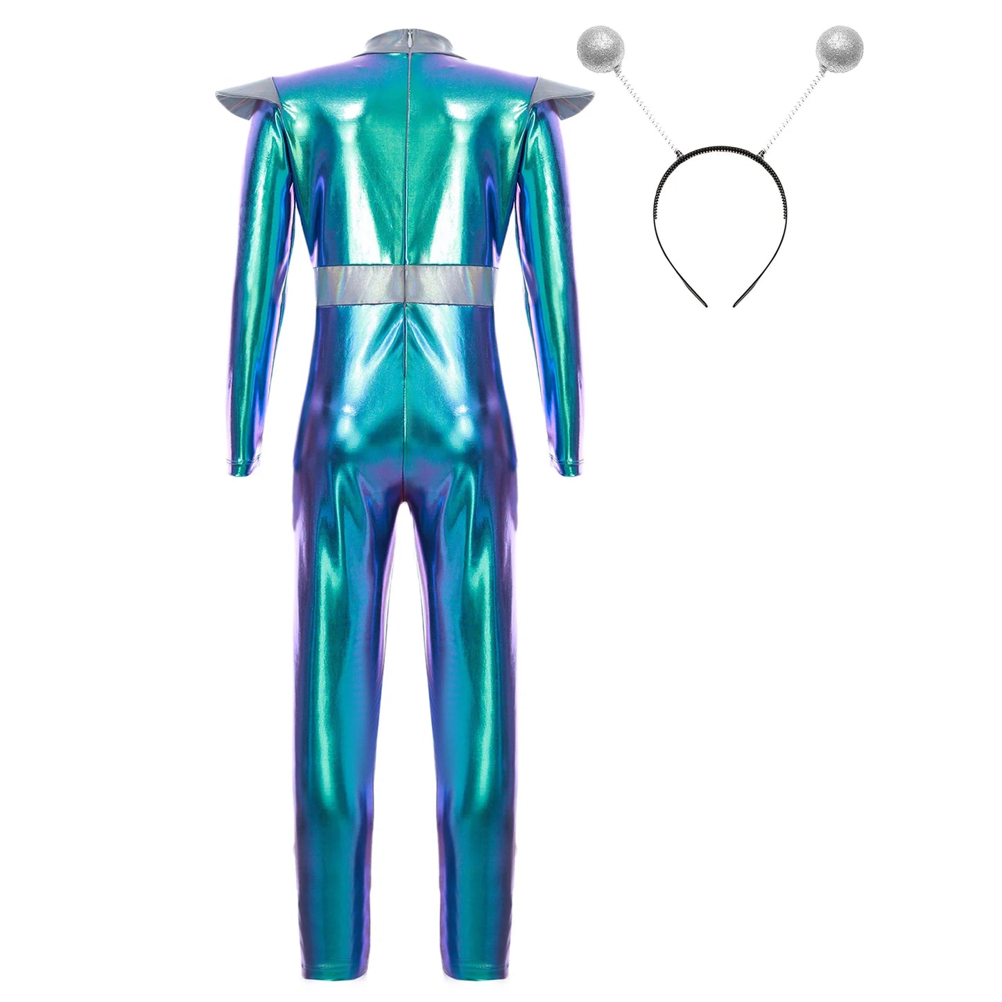 Costume de Cosplay Alien pour filles et garçons, combinaison d'astronaute à manches longues avec cerceau pour cheveux, pour fête de carnaval d'halloween