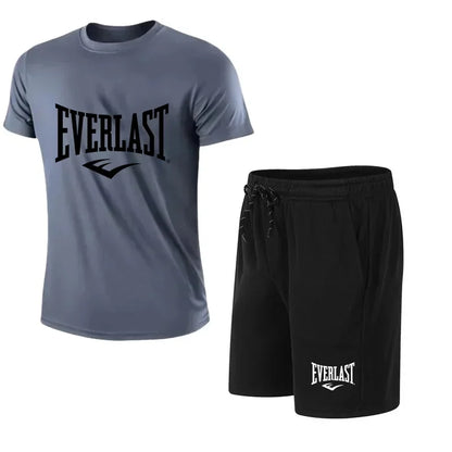 EVERLAST hommes T-shirt + Short 2 pièces ensemble loisirs souffle à manches courtes Sport Jogging gymnase marque impression vêtements