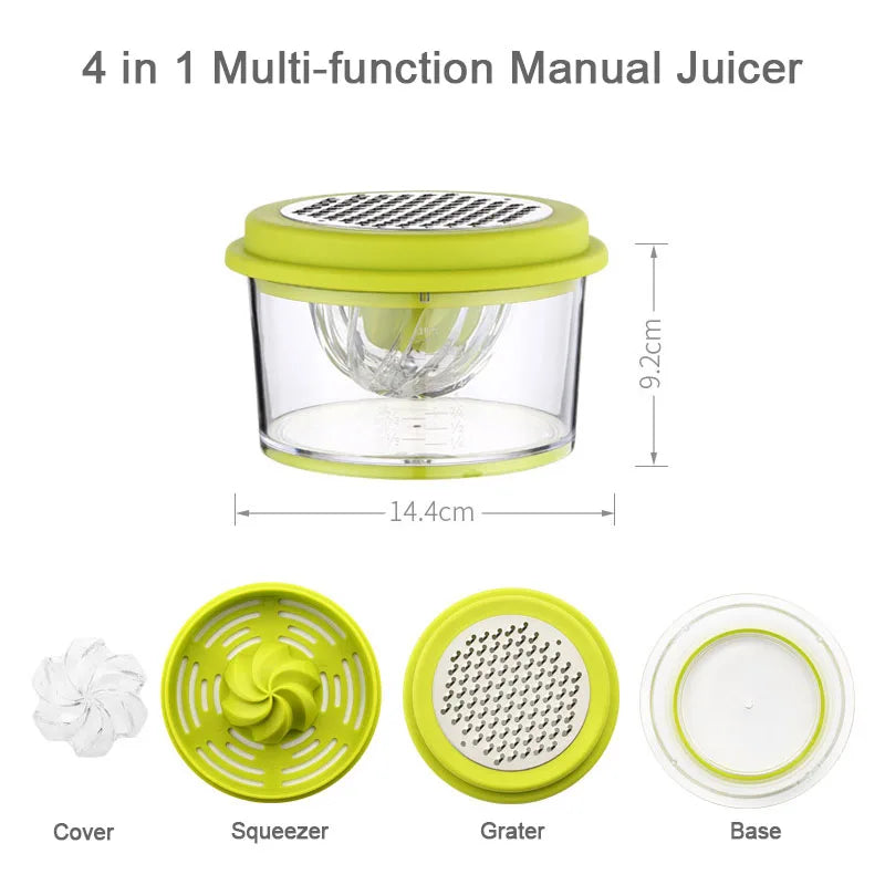 Presse-fruits manuel multifonctionnel avec tasse à mesurer intégrée, chauffe-citron, orange, râpe, séparateur René, Ju479, 4 en 1