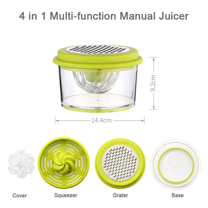 Presse-fruits manuel multifonctionnel avec tasse à mesurer intégrée, chauffe-citron, orange, râpe, séparateur René, Ju479, 4 en 1