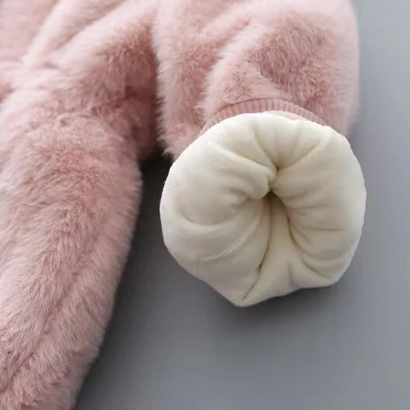Manteau d'hiver pour filles, Super chaud, fourrure de vison, rembourré, épais, manches longues, manteaux à capuche, veste pour bébés enfants, vêtements d'extérieur en peluche