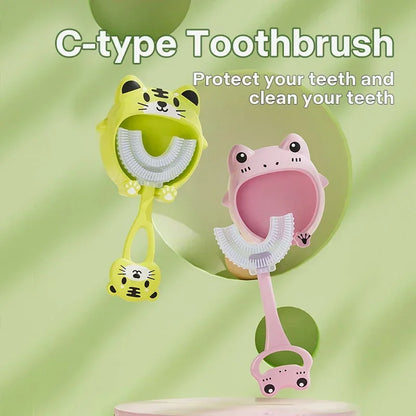 Brosse à dents en Silicone souple pour bébé de 2 à 12 ans, brosse de nettoyage des dents en forme de U à 360 degrés pour enfants de 2 à 12 ans