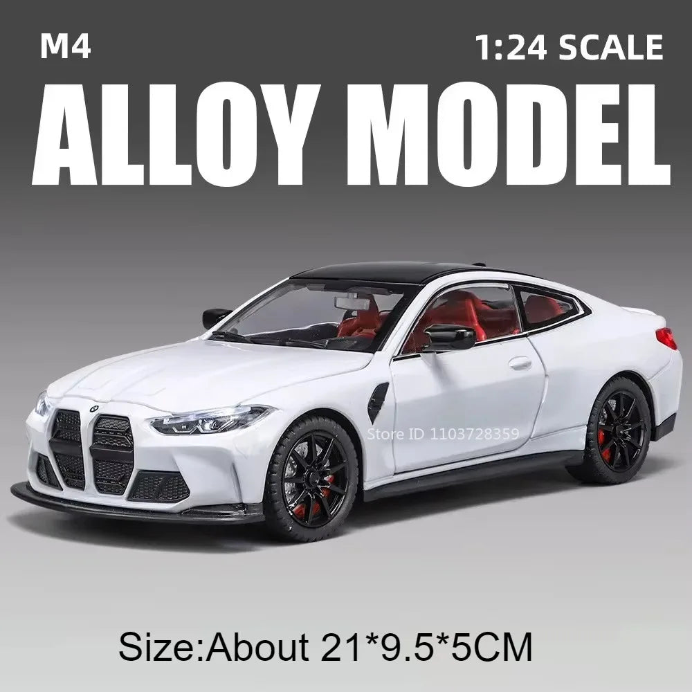 Modèle de voiture jouet Miniature M4 760Li 1:24, en alliage moulé sous pression, son et lumière, portes ouvertes, traction arrière, Absorption des chocs, véhicules jouets, cadeaux pour enfants