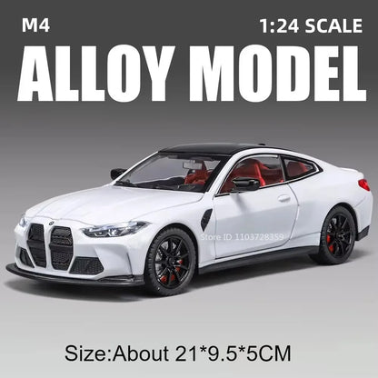 Modèle de voiture jouet Miniature M4 760Li 1:24, en alliage moulé sous pression, son et lumière, portes ouvertes, traction arrière, Absorption des chocs, véhicules jouets, cadeaux pour enfants