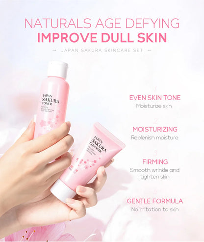LAIKOU Sakura ensembles de soins de la peau nettoyant pour le visage crèmes pour les yeux crème pour le visage sérum Lotion Toner éclaircissant hydratant Kit de soins du visage