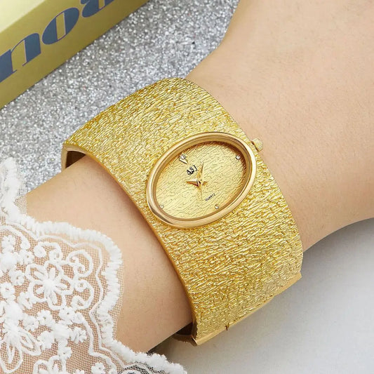 ASJ montre-Bracelet femme reloj mujer or luxe motif écorce montre Simple pour femmes relojes para damas