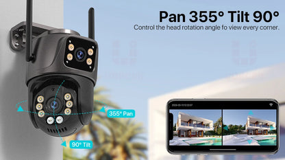 4K 8MP HD Wifi PTZ caméra extérieure 4MP double objectif double écran AI suivi automatique caméra IP CCTV Audio vidéo Surveillance P2P iCSee