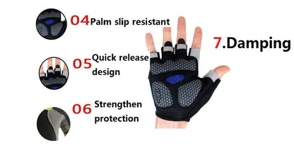 Gants de vélo pour hommes et femmes, demi-doigt, de gymnastique, mitaines respirantes et antidérapantes, pour Fitness, entraînement sportif