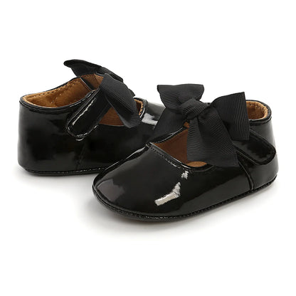 Meckior bébé chaussures nœud papillon semelle en caoutchouc anti-dérapant PU Ballet pantoufles bébé fille robe chaussures premier marcheur enfant en bas âge berceau chaussures