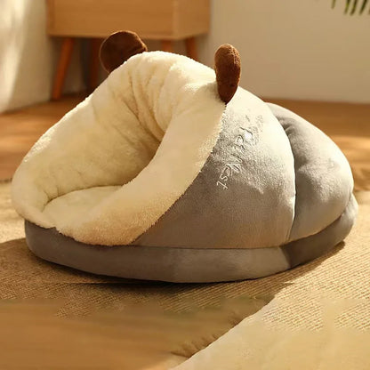 Chaud petit chien chenil lit respirant chien maison mignon pantoufles en forme de lit pour chien chat sac de couchage pliable lavable maison pour animaux de compagnie