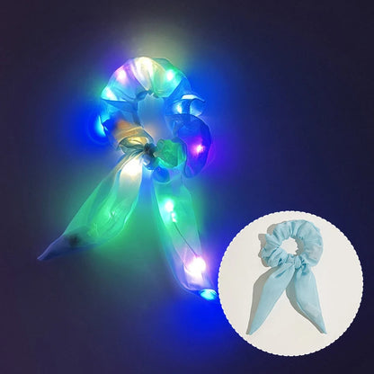 Chouchous lumineux LED populaires pour femmes et filles, corde à cheveux scrunchy scintillante, bandeau lumineux pour Halloween