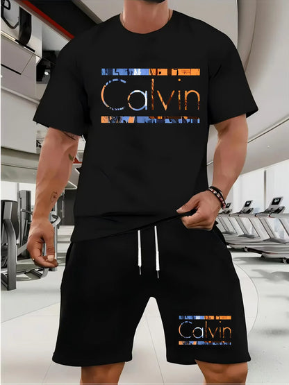Ensemble de sport décontracté pour hommes, T-shirt fin à manches courtes et col rond, pour Jogging en plein air, respirant, séchage rapide, costume 2 pièces, été