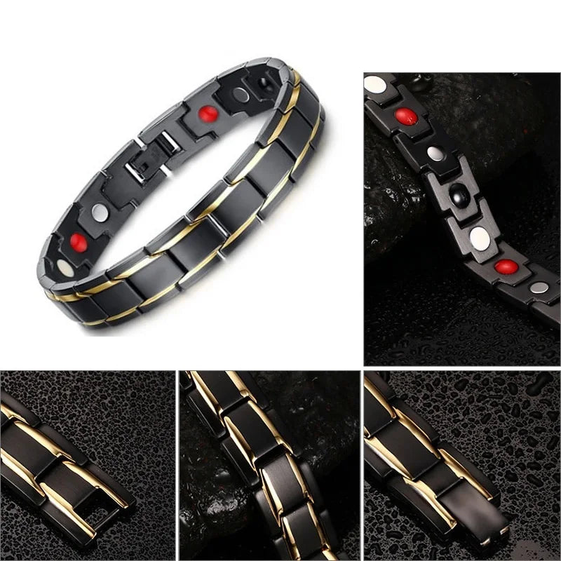 Offre spéciale de luxe mode santé énergie Bracelet hommes en acier inoxydable Bio magnétique Anti-fatigue Anti-rayonnement Bracelets bijoux