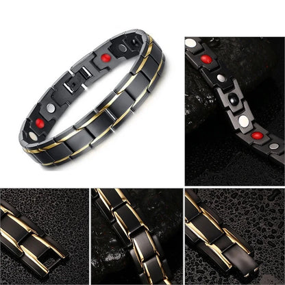 Offre spéciale de luxe mode santé énergie Bracelet hommes en acier inoxydable Bio magnétique Anti-fatigue Anti-rayonnement Bracelets bijoux